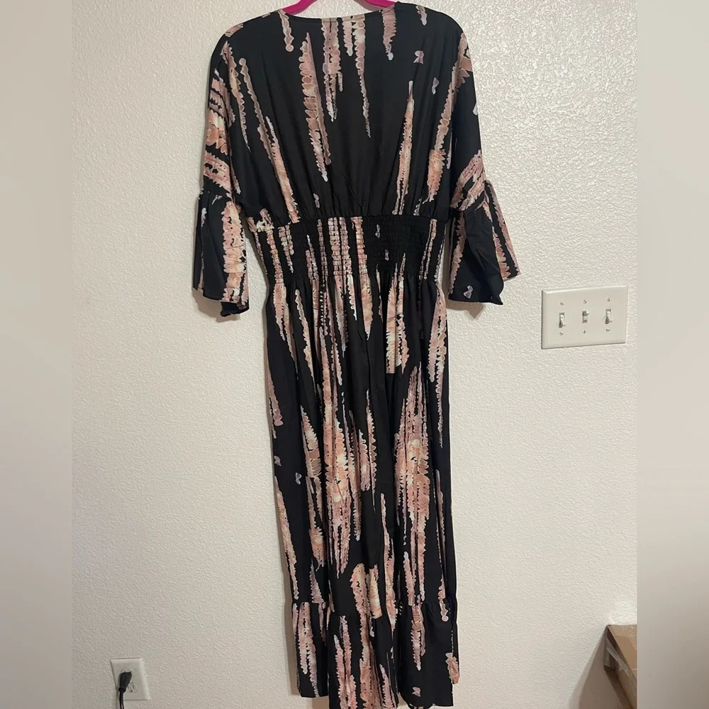 Retro 3/4 Sleeve Print Midi Dress - Picture 5 of 9